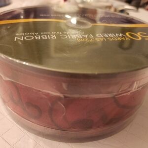 Holiday Red Textured Wired Ribbon